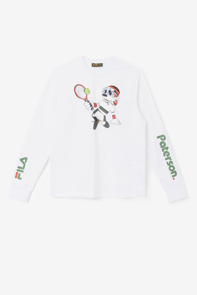 Fila X Paterson Long Sleeve White T-Shirt Mens - NZ 12806-LYJS